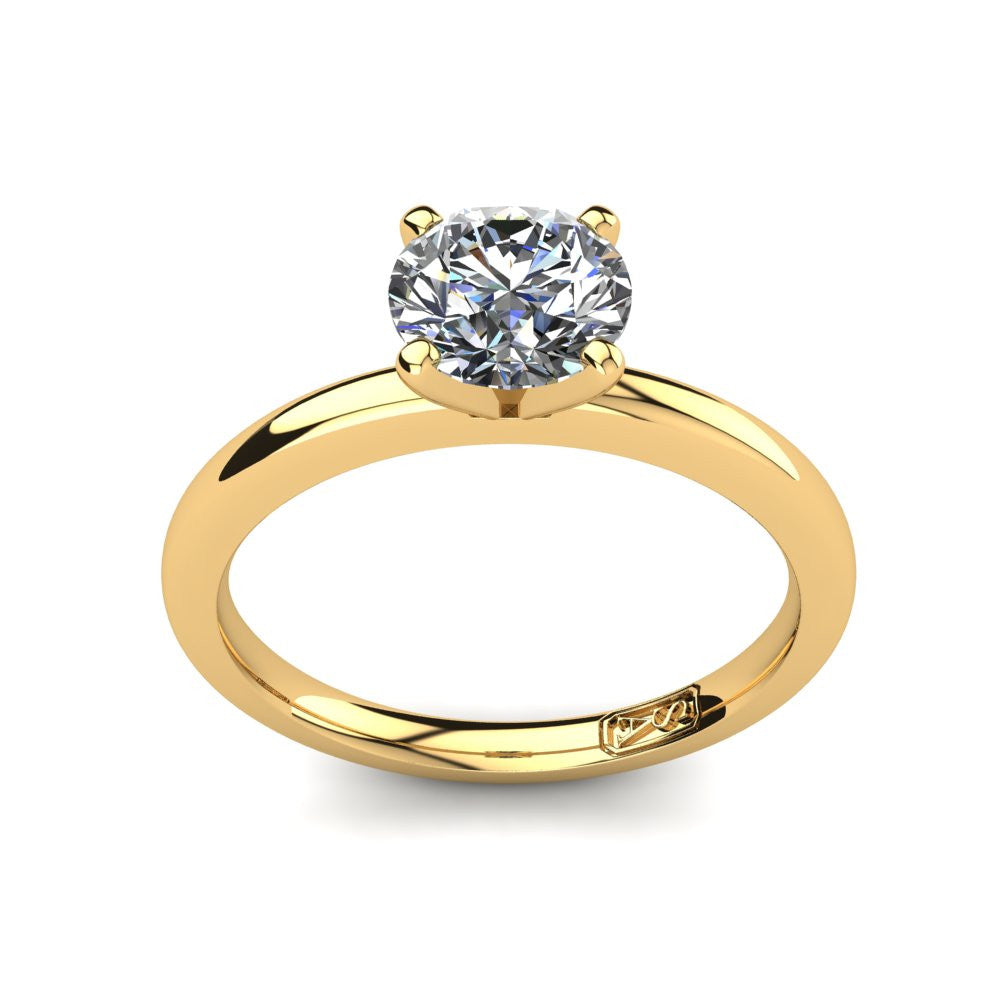 18kt Yellow Gold, Solitaire Setting with Half Round Band