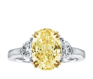 Oval Cut Fancy Yellow Diamond Ring
