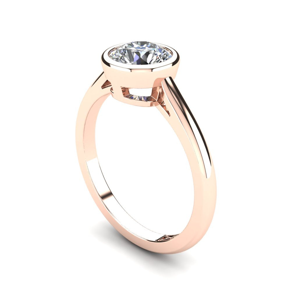 18kt Rose Gold, Bezel Solitaire Setting with Half Round Band