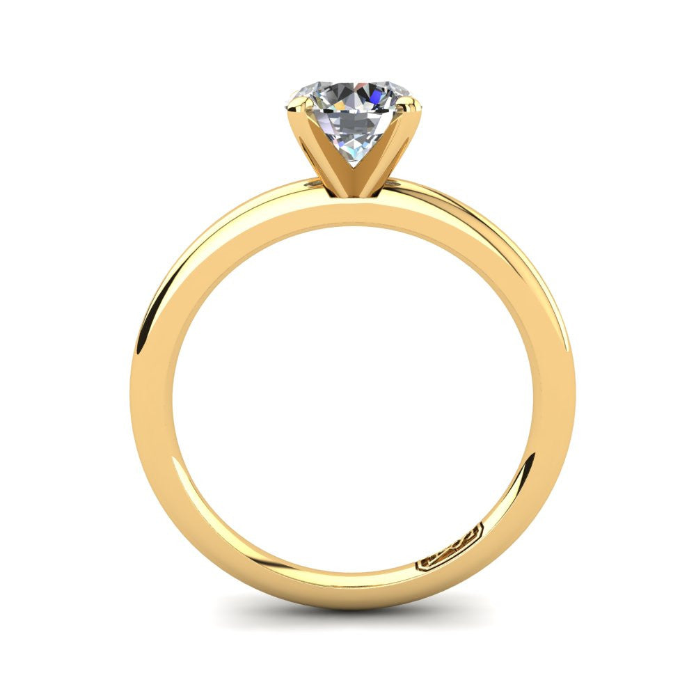 18kt Yellow Gold, Solitaire Setting with Half Round Band