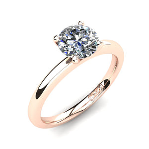 18kt Rose Gold, Solitaire Setting with Half Round Band