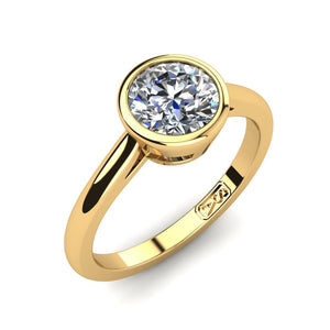 18kt Yellow Gold, Bezel Solitaire Setting with Half Round Band