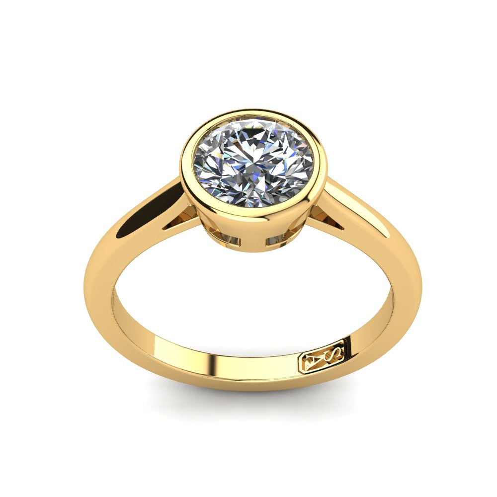 18kt Yellow Gold, Bezel Solitaire Setting with Half Round Band