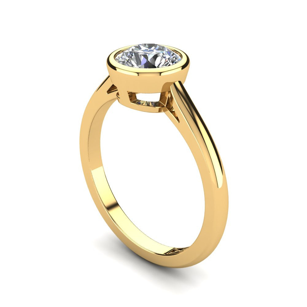 18kt Yellow Gold, Bezel Solitaire Setting with Half Round Band