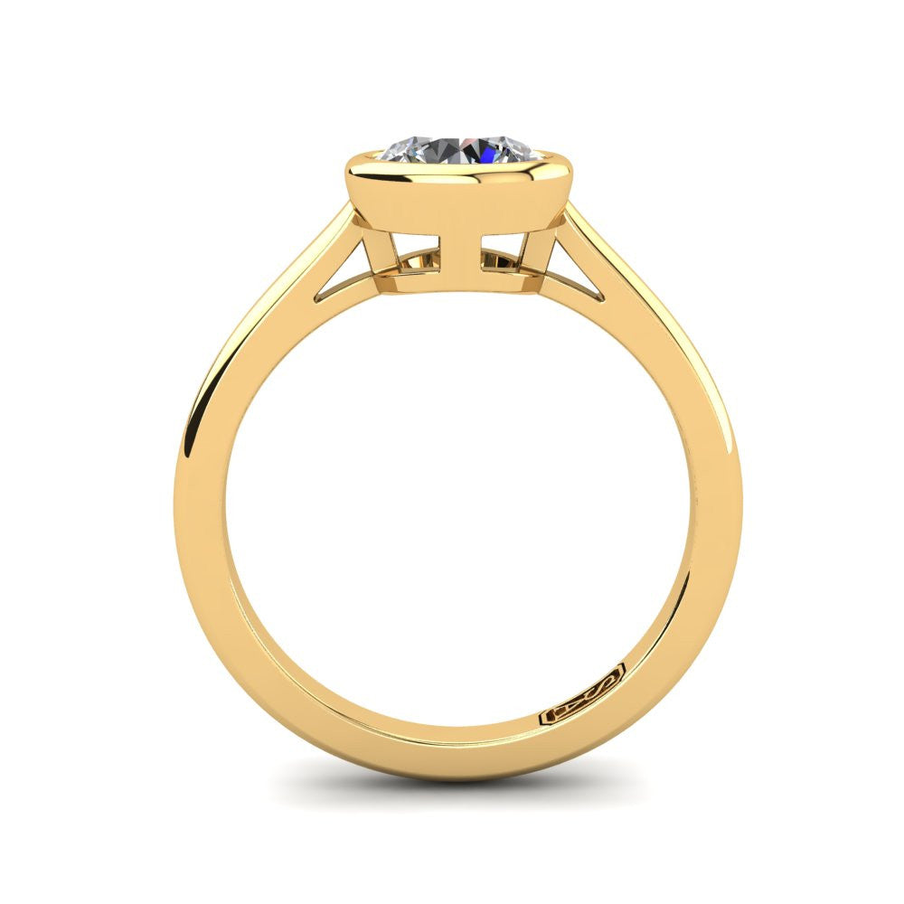 18kt Yellow Gold, Bezel Solitaire Setting with Half Round Band