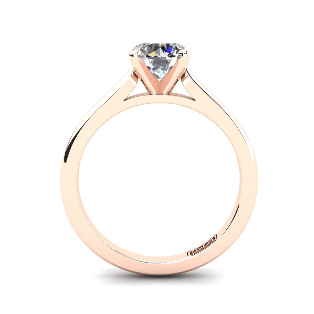 18kt Rose Gold, Solitaire Setting with Cathedral Band
