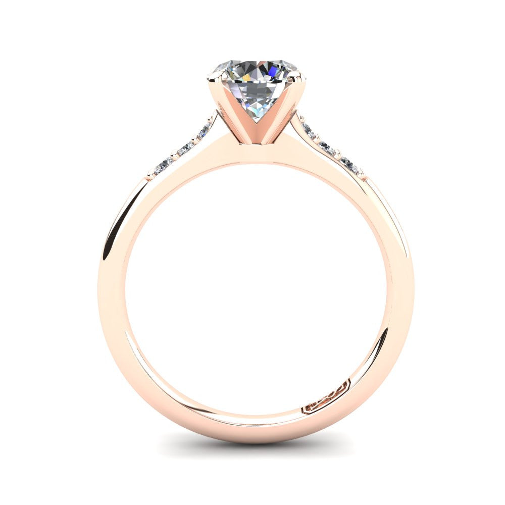 18kt Rose Gold, Solitaire Setting with Tapered Accent Stones