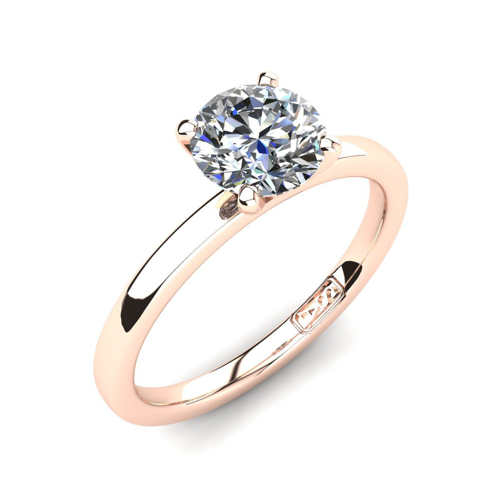 18kt Rose Gold, Solitaire Setting with Flat Round Band