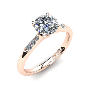 18kt Rose Gold, Solitaire Setting with Tapered Accent Stones
