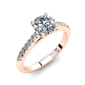 18kt Rose Gold, Solitaire Setting with Accent Stones
