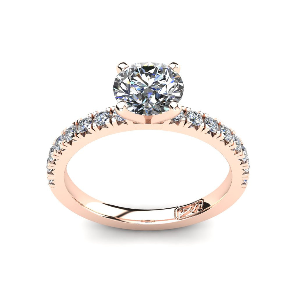 18kt Rose Gold, Solitaire Setting with Claw set Accent Stones
