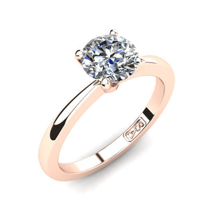 18kt Rose Gold, Solitaire Setting with Tapered Band