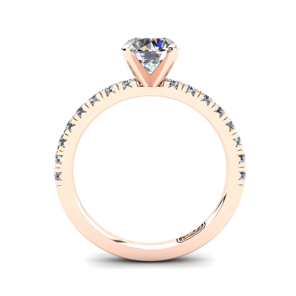 18kt Rose Gold, Solitaire Setting with Claw set Accent Stones
