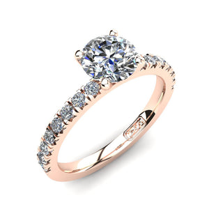 18kt Rose Gold, Solitaire Setting with Claw set Accent Stones