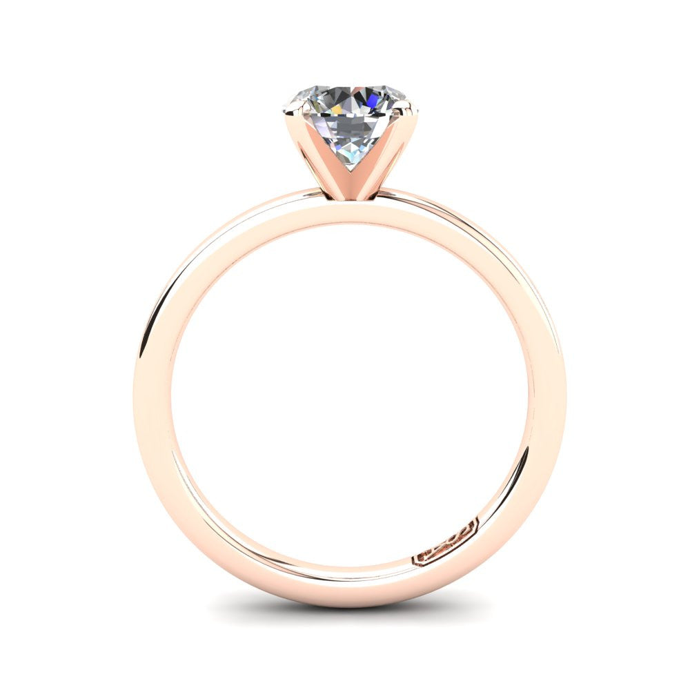 18kt Rose Gold, Solitaire Setting with Flat Round Band