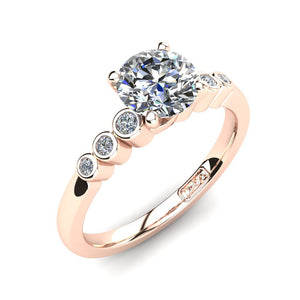 18kt Rose Gold, Solitaire Setting with Bezel set Accent Stones