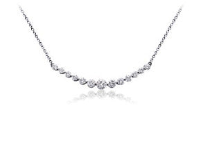Diamond Curved Necklace in 18k White Gold (1 ct. tw.)