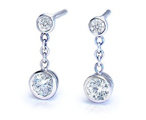 Diamond Bezel-Set Double Drop Earrings in 18k White Gold (1/2 ct. tw.)
