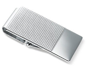 Grid Hinged Money Clip in Sterling Silver