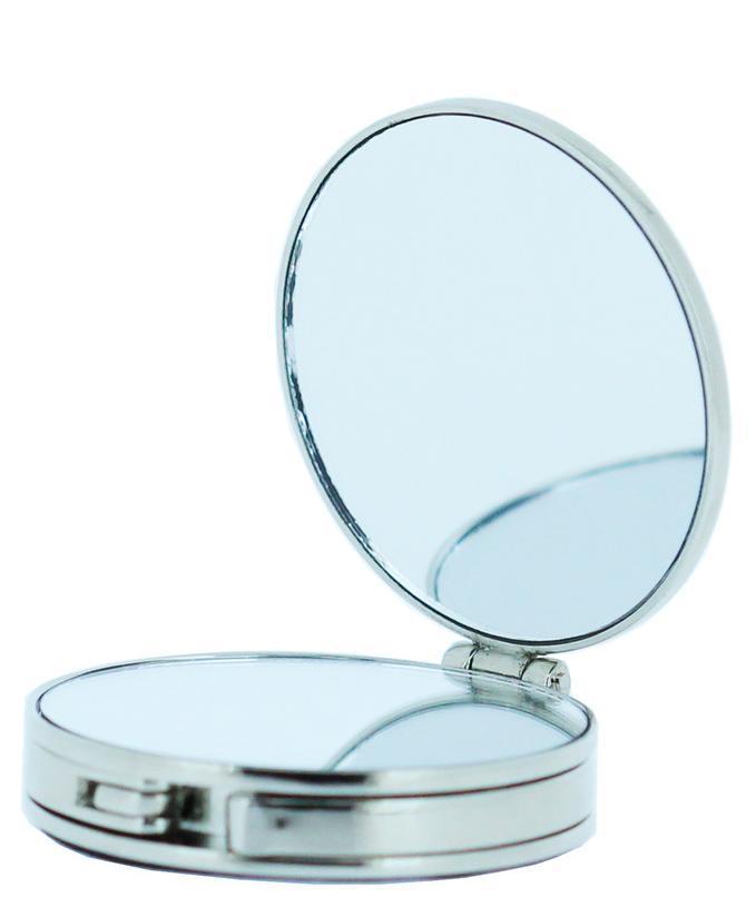 Handbag holder with built-in compact mirror