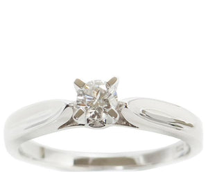 Tapered Cathedral engagement ring set in 18kt White gold