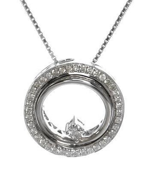 Diamond circle pendant set in 18kt White gold