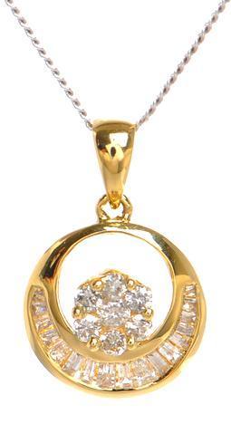 Baguette channel set Diamond Pendant in 18kt Yellow gold ( 1/4 ct. tw)