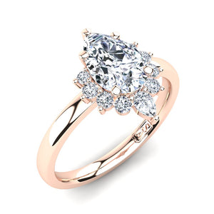 18kt Rose Gold Solitaire Setting with Half Halo