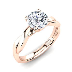 18kt Rose Gold Solitaire 4 Claw Setting with Twist Band