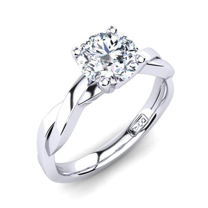 18kt White Gold Solitaire 4 Claw Setting with Twist Band