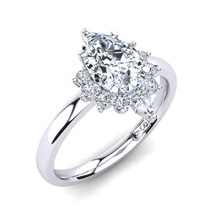 18kt White Gold Solitaire Setting with Half Halo