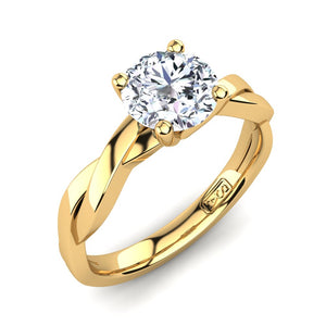 18kt Yellow Gold Solitaire 4 Claw Setting with Twist Band
