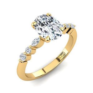 18kt Yellow Gold, 4 Claw Solitaire Setting with Accent Stones