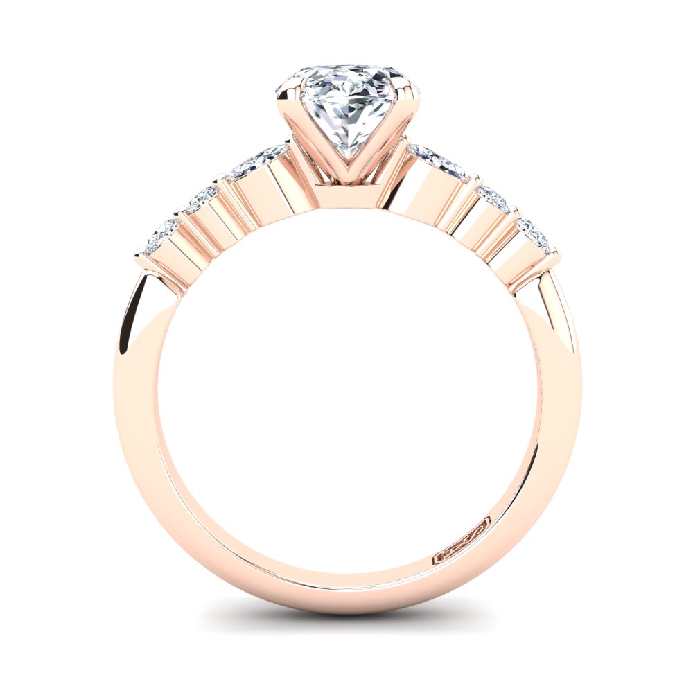 18kt Rose Gold, 4 Claw Solitaire Setting with Accent Stones