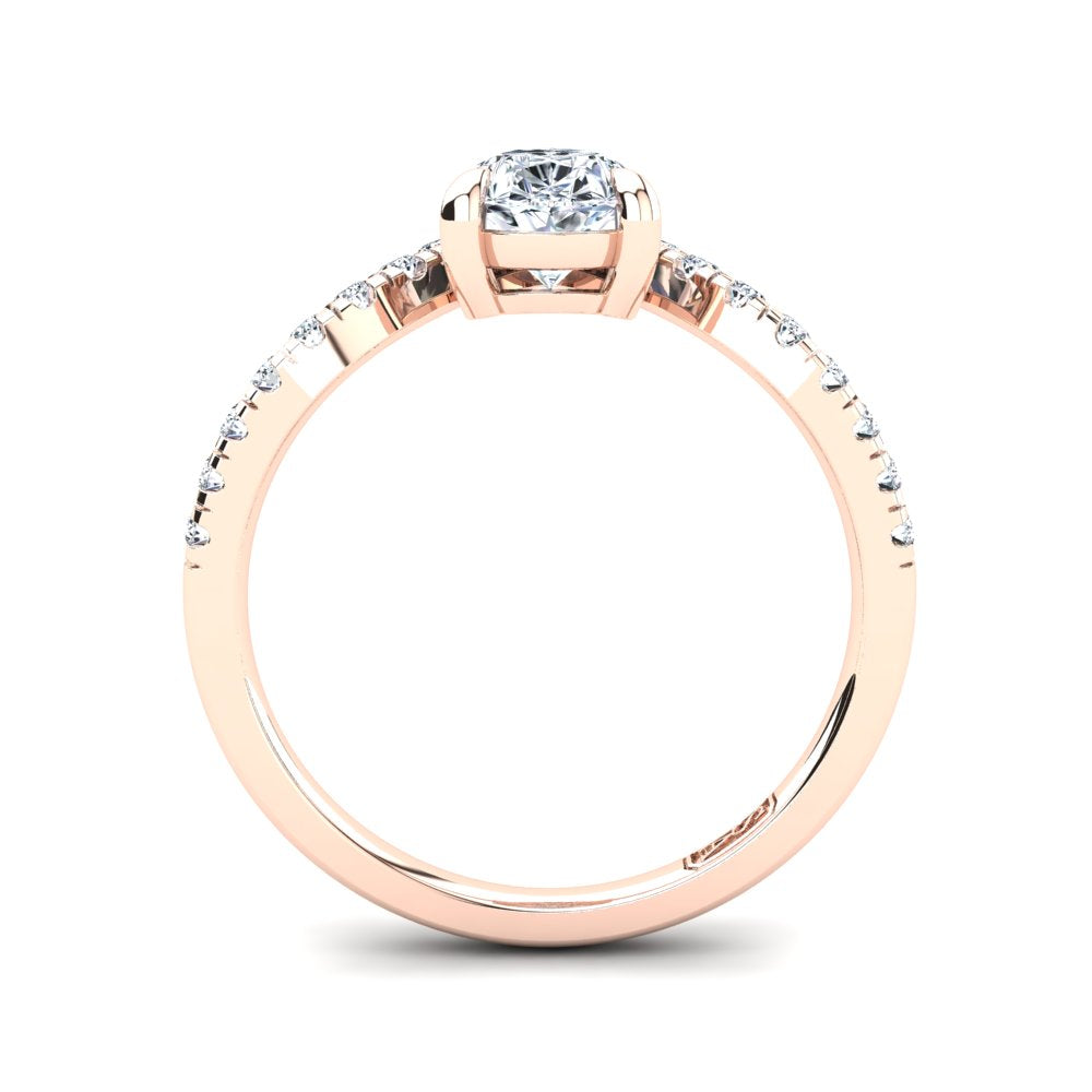 18kt Rose Gold Dual Stone Pear with Accent Stones U-Shape Setting