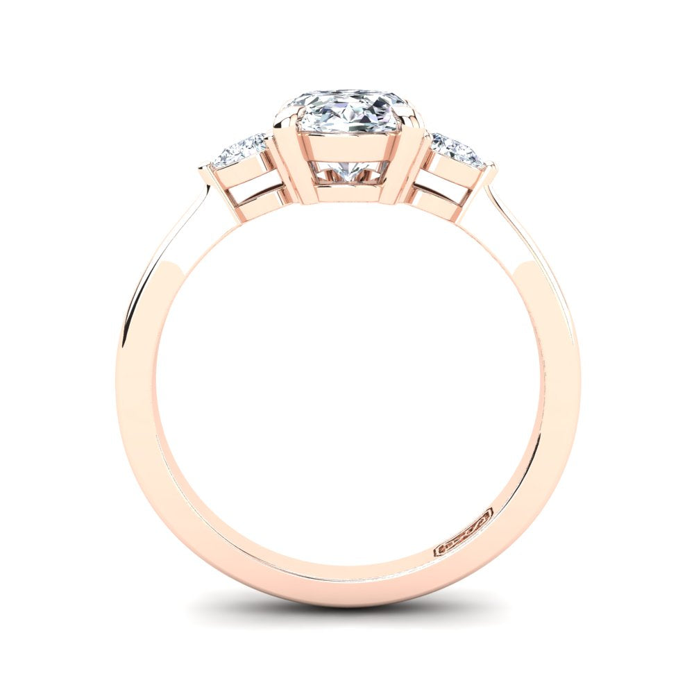 18kt Rose Gold, 4 Claw Solitaire Setting with Pear Accent Stones
