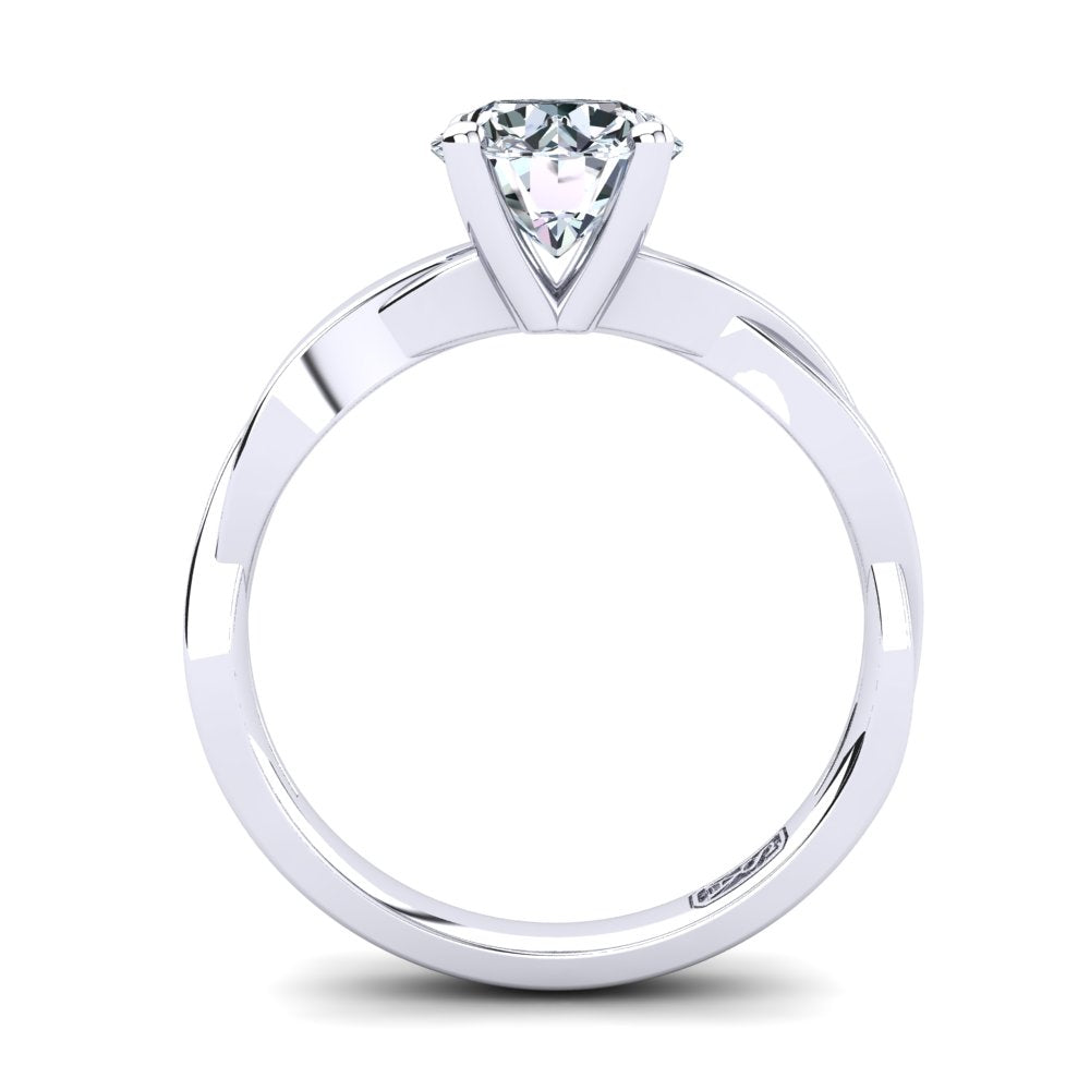 18kt White Gold Solitaire 4 Claw Setting with Twist Band