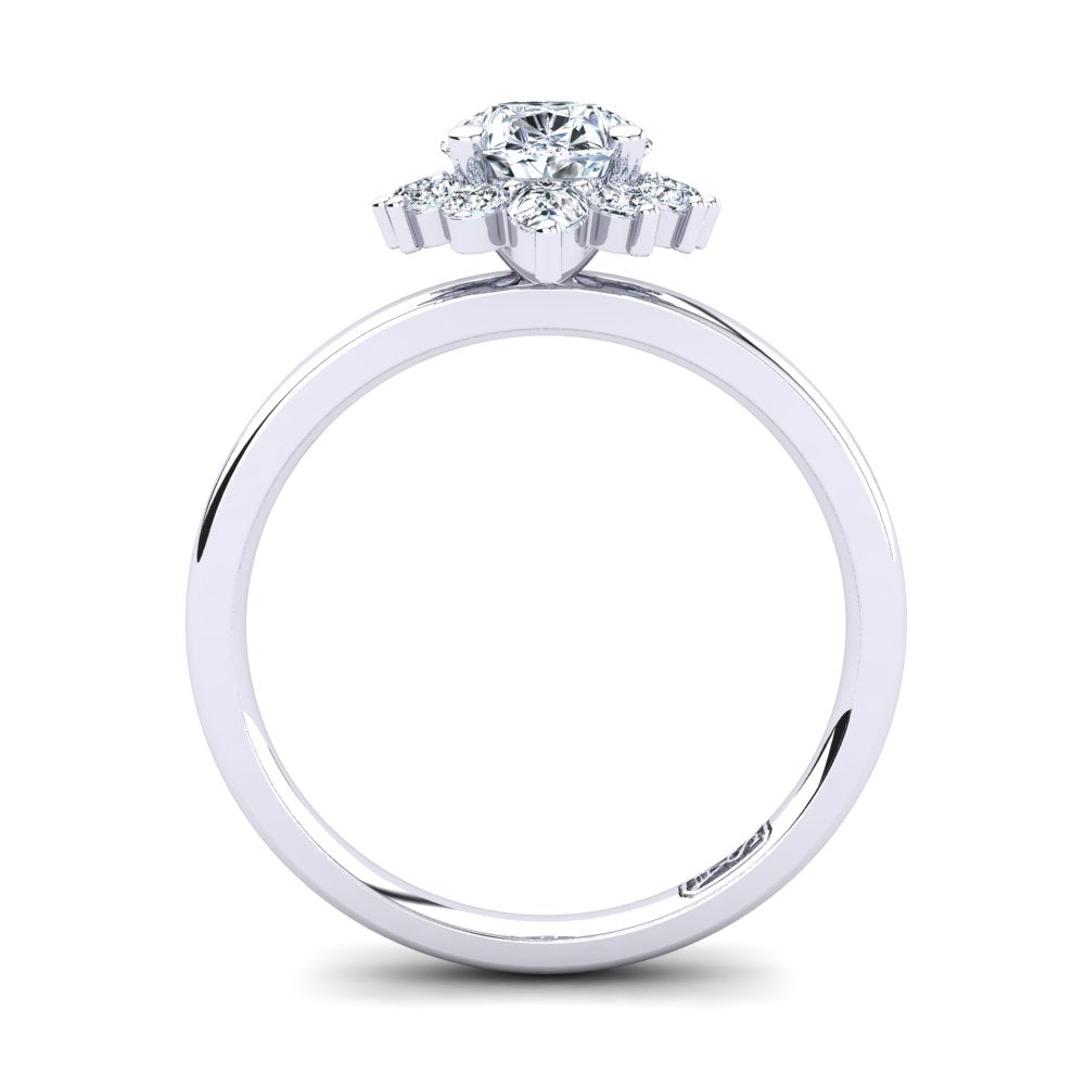 18kt White Gold Solitaire Setting with Half Halo