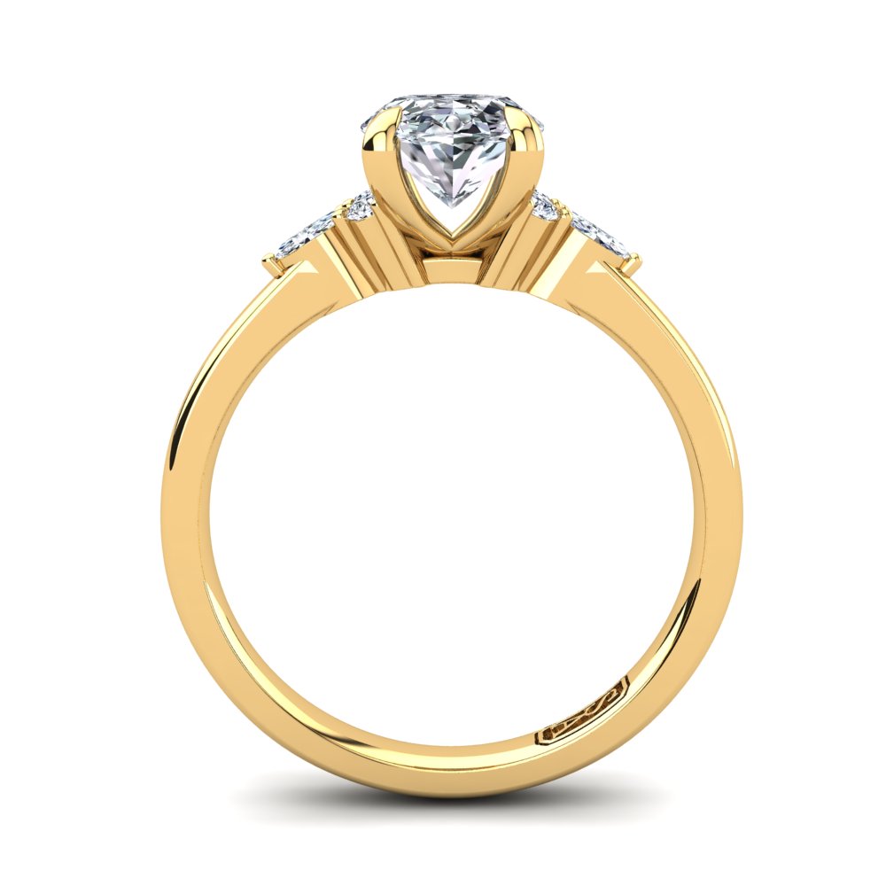 18kt Yellow Gold, 4 Claw Solitaire Setting with Cluster RBC and Marquise Accent Stones