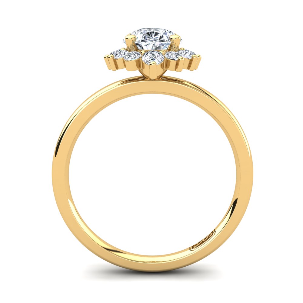 18kt Yellow Gold Solitaire Setting with Half Halo