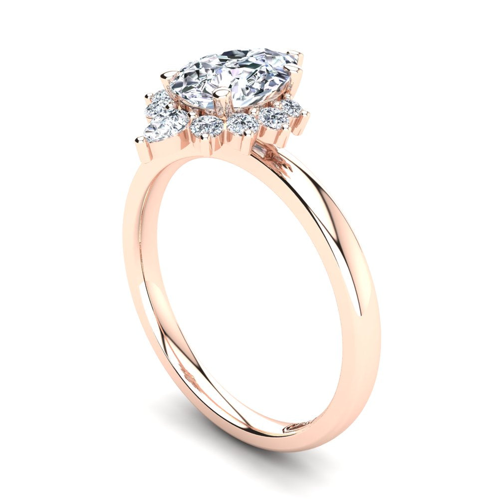 18kt Rose Gold Solitaire Setting with Half Halo