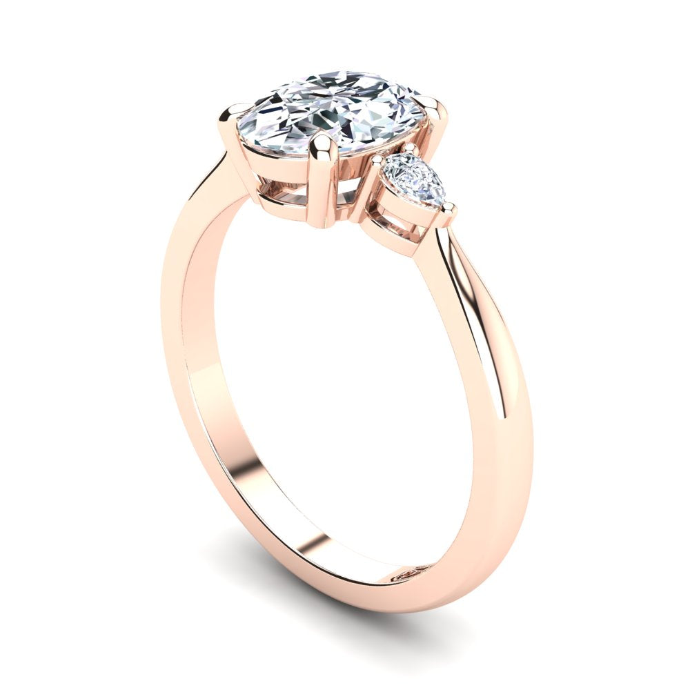 18kt Rose Gold, 4 Claw Solitaire Setting with Pear Accent Stones
