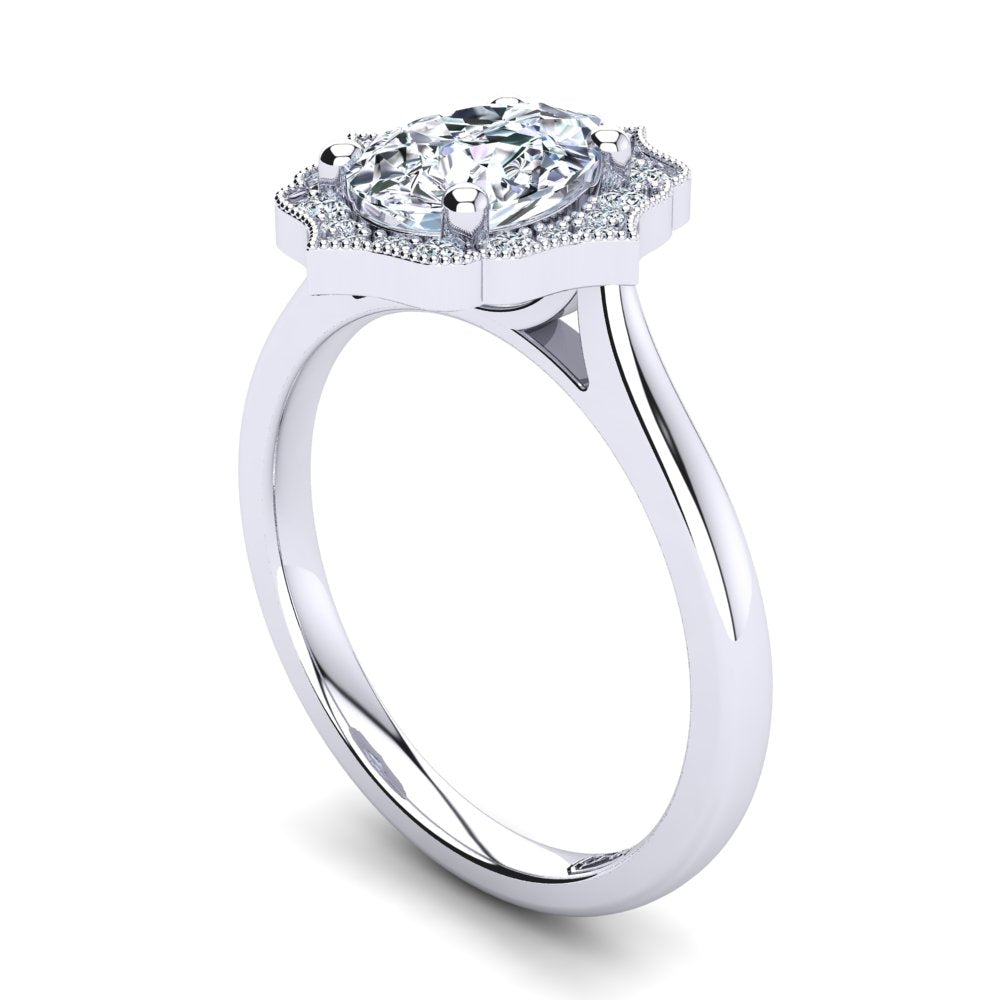 18kt White Gold Vintage Solitaire Setting with Halo