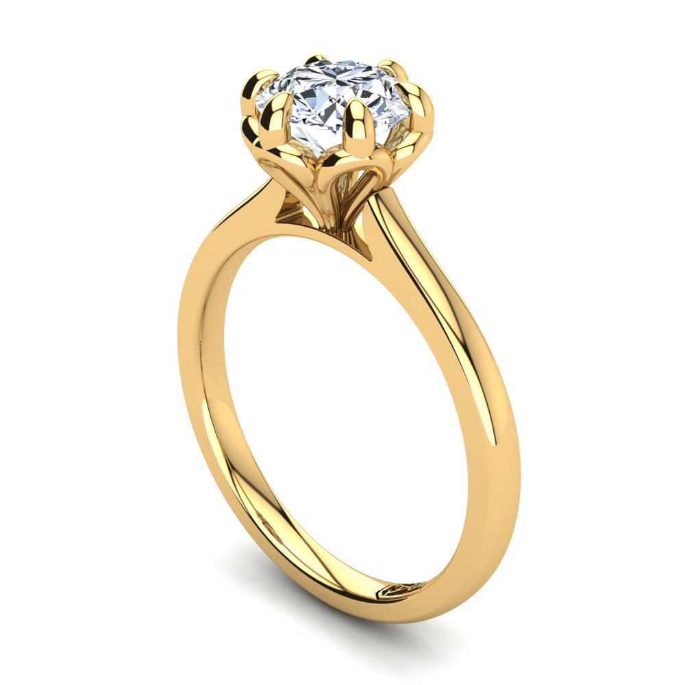 18kt Yellow Gold Solitaire With Petal Setting