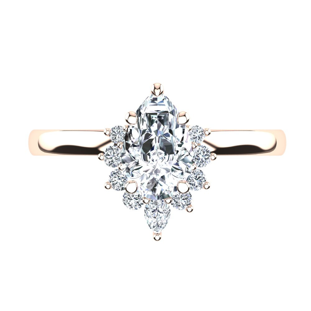 18kt Rose Gold Solitaire Setting with Half Halo