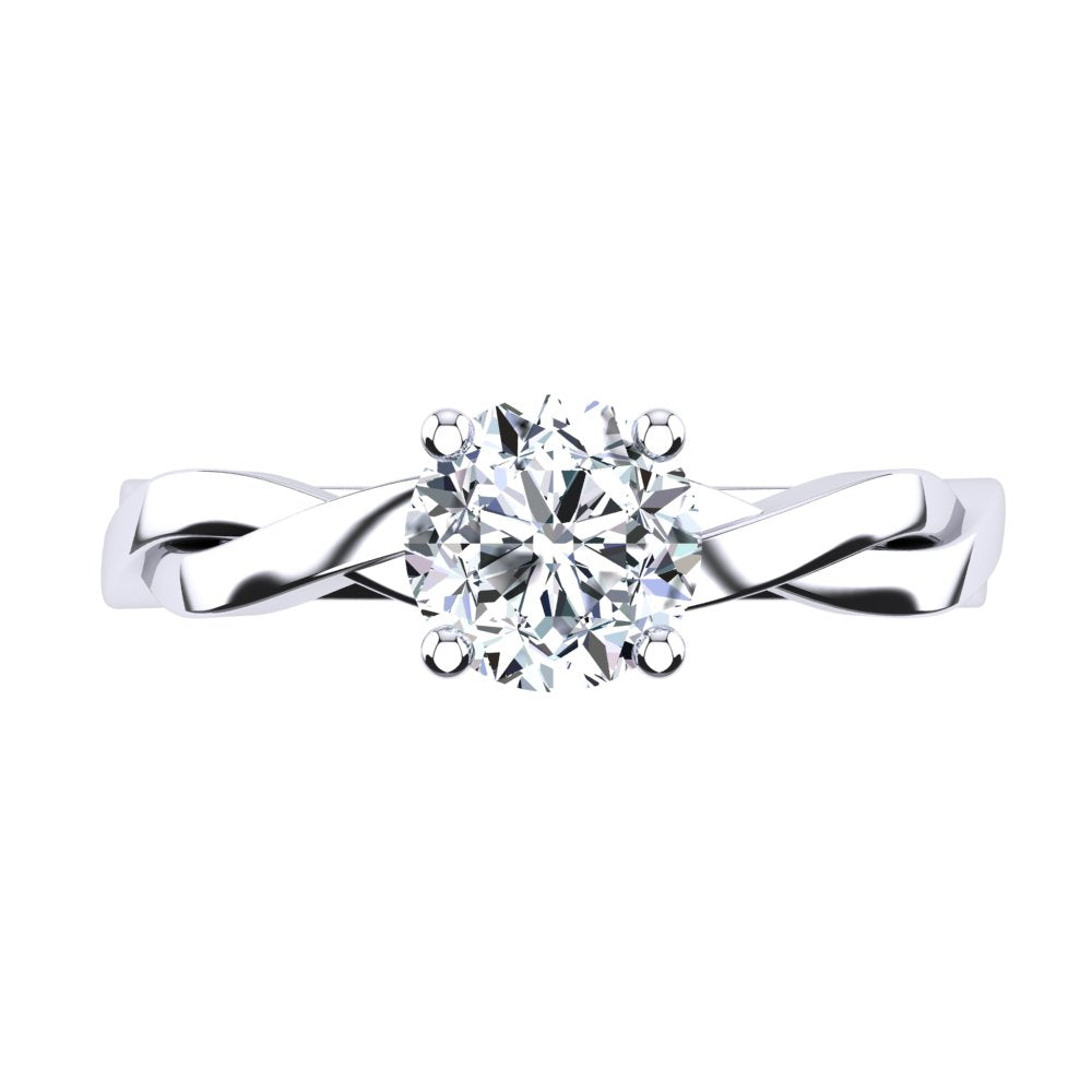 Platinum Solitaire 4 Claw Setting with Twist Band
