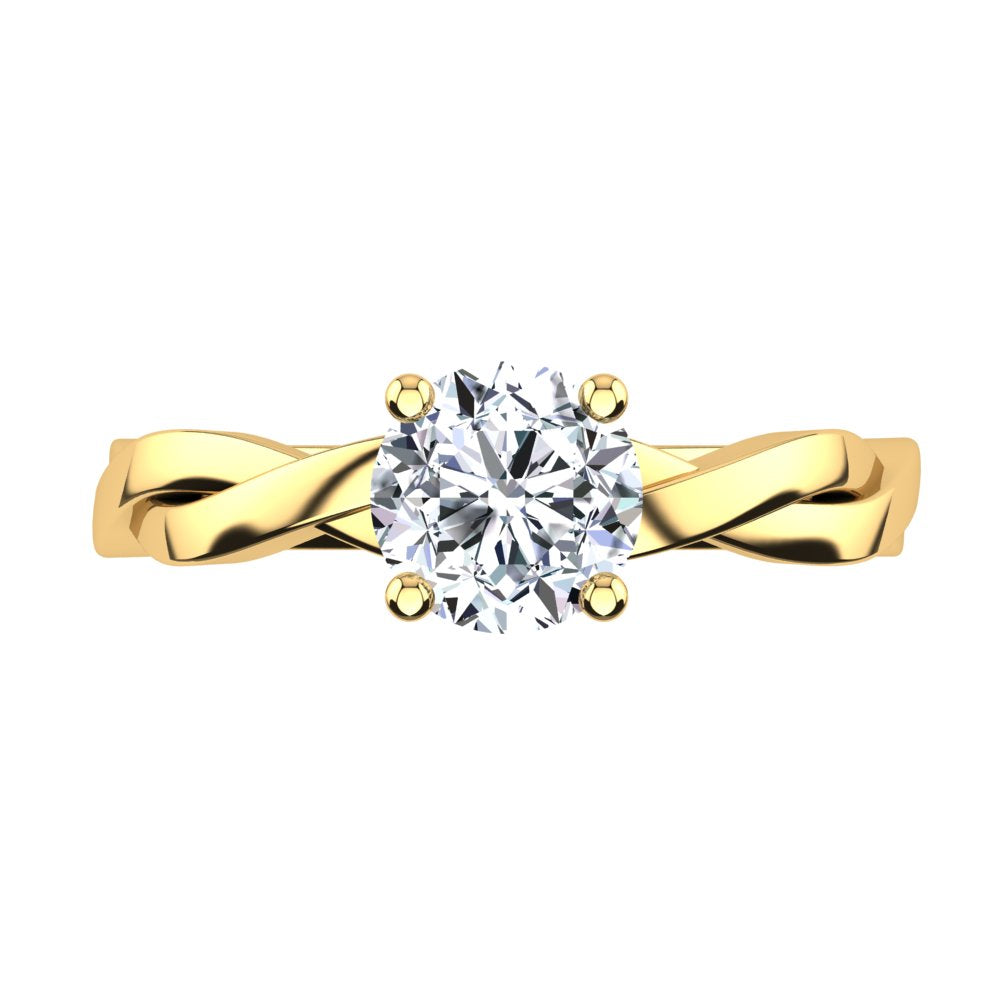 18kt Yellow Gold Solitaire 4 Claw Setting with Twist Band