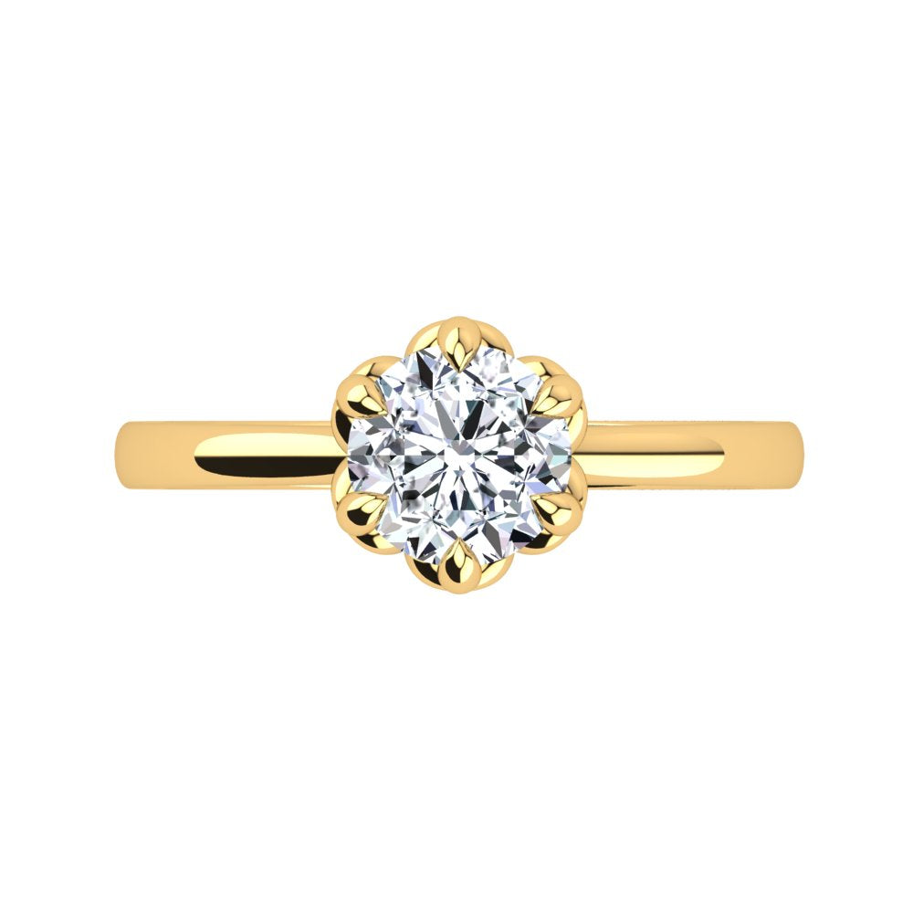 18kt Yellow Gold Solitaire With Petal Setting