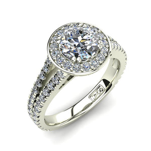 Platinum, Halo Setting with Split Accent Stone Band