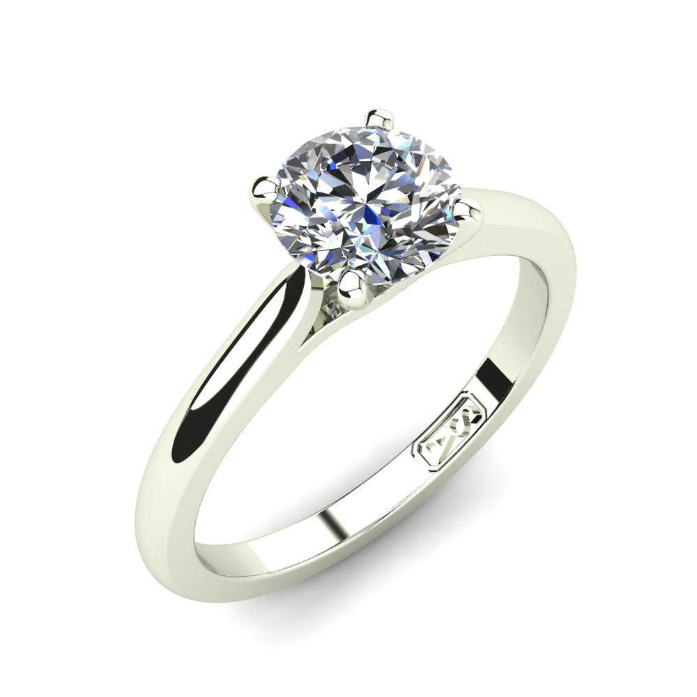18kt White Gold, Solitaire Setting with Cathedral Band
